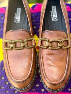 Pikolinos Aviles Women's Leather Lug Sole Platform Loafers sz 40